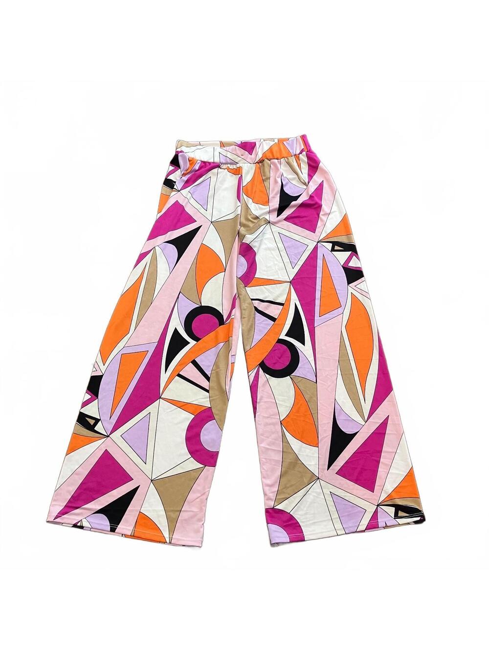 Ashley Blue Geometric Pull On Boho Chic Festival Style Wide Leg Pant Size XS